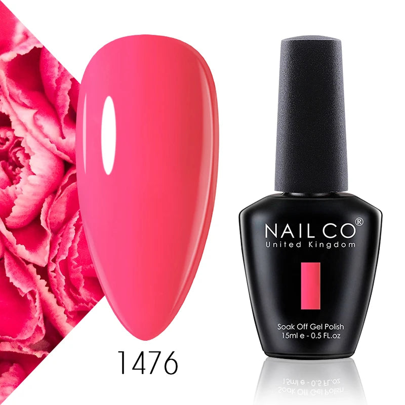Verniz Gel NAILCO 15ml Série Vermelho Escuro – Cores Glitter UV Manicure Profissional Semi-Permanente