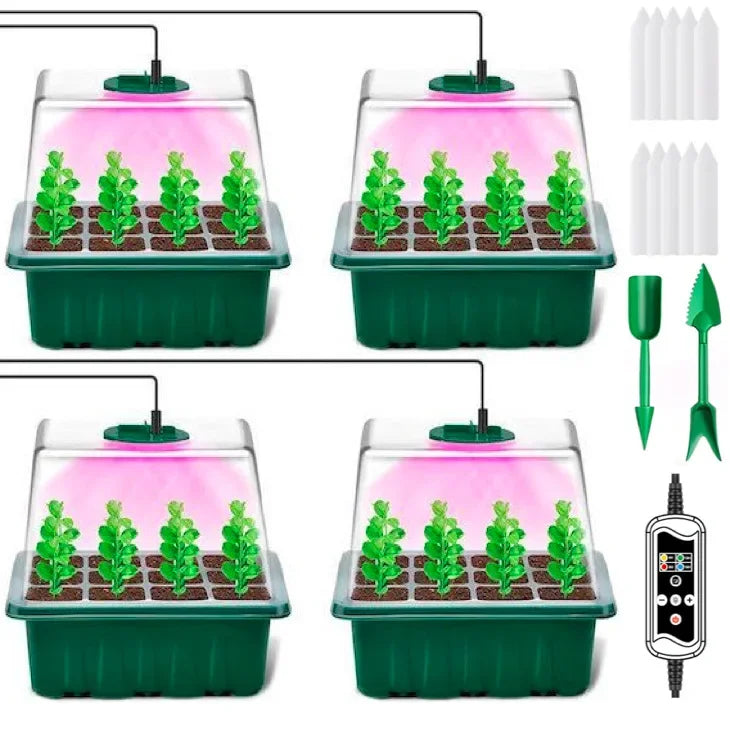 Kit Germinador com Luz LED Crescimento – Bandeja Sementes Regulagem Humidade e Ventilação | ZODOLAMP