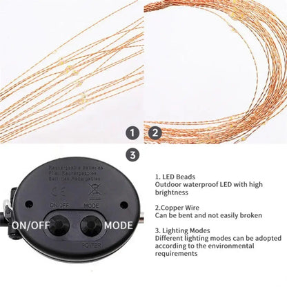Luz Solar Jardim Fogo de Artifício 90/150 LED - Iluminação Exterior Impermeável 8 Modos Decoração Natal