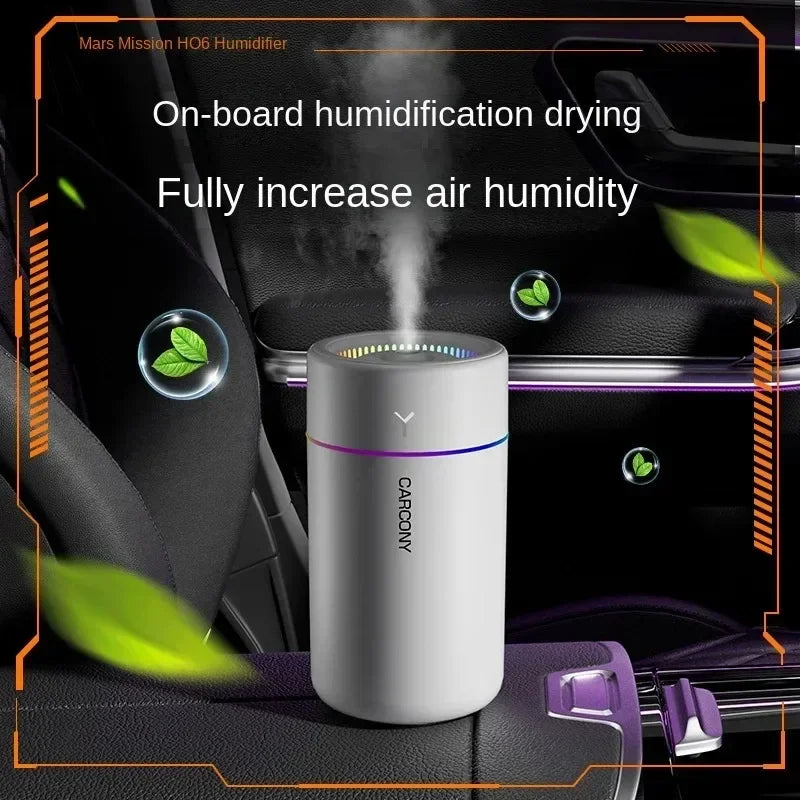 Humidificador de Ar 280ML com Luz de Atmosfera Colorida — Difusor de Óleos Essenciais Silencioso para Casa e Carro