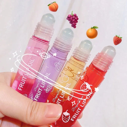 Óleo Labial Roller Hidratante 8ml - Gloss Nutritivo Transparente Abacate Frutas Cuidado Labial