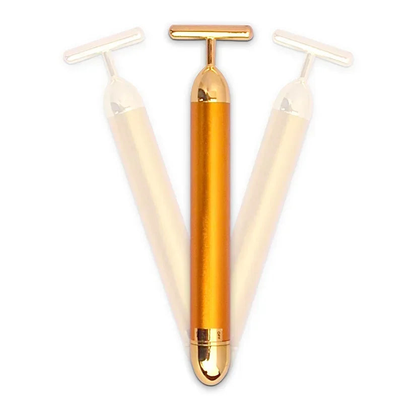 Massageador Facial Ouro 24K Formato T | Beauty Bar Energético | Lifting e Firmeza | Massagem Facial Profissional
