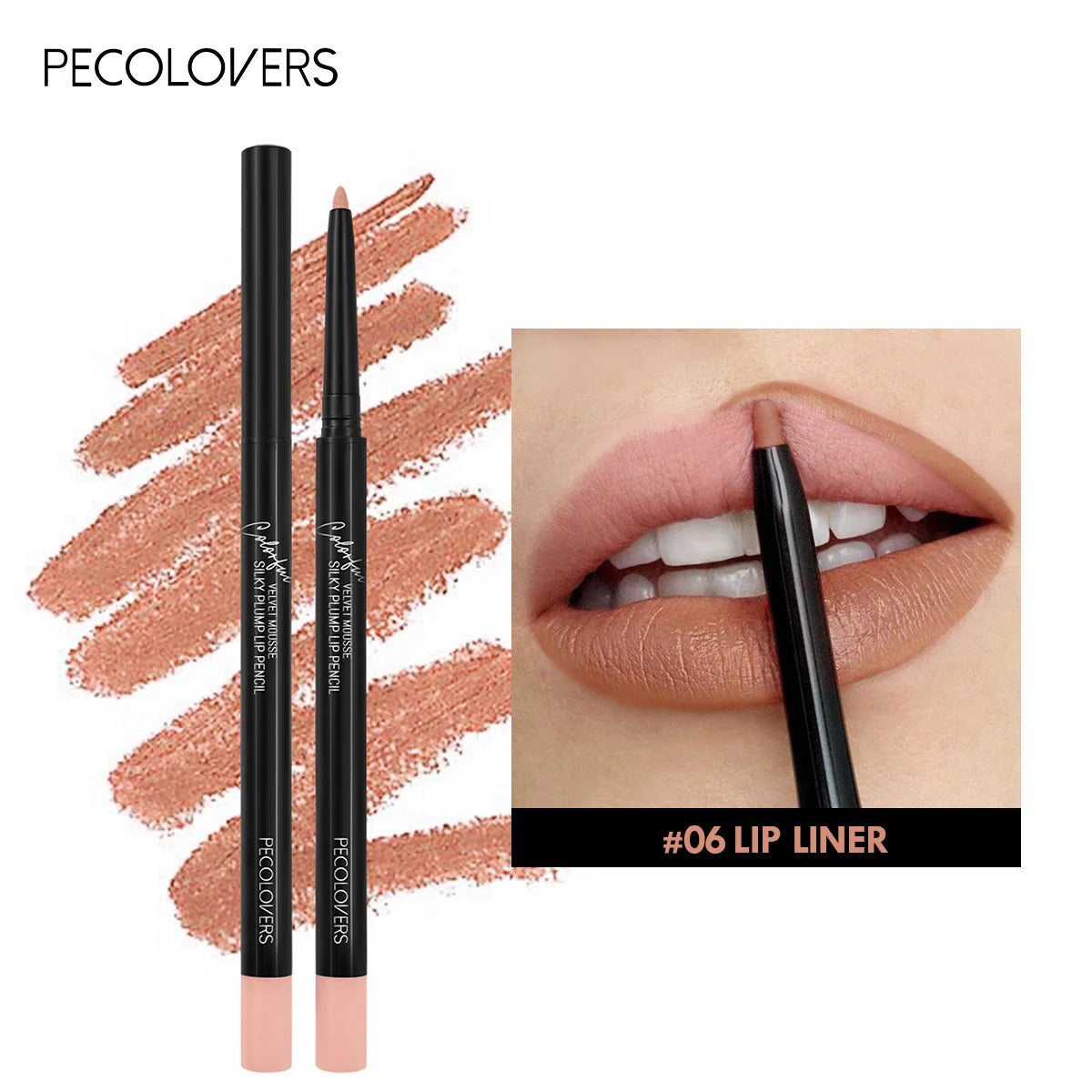 Lápis Delineador Labial Impermeável Mate 12 Cores - Contorno Vermelho Longa Duração Hidratante