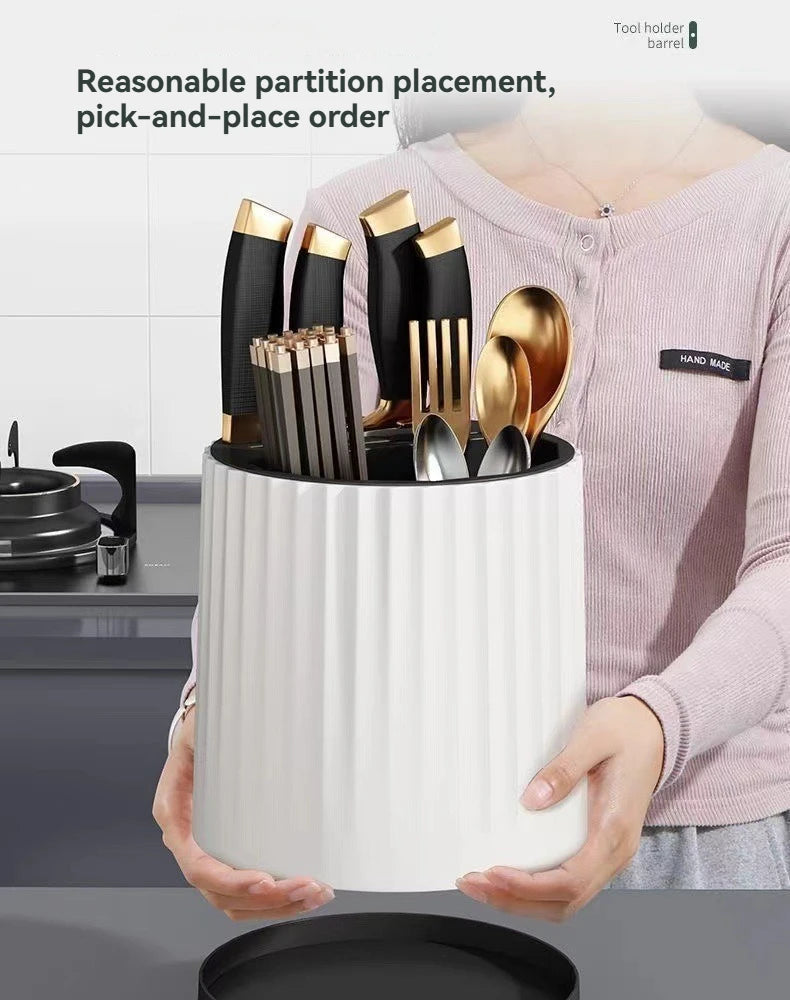 Porta-Facas Rotativo Multifuncional – Suporte Talheres, Pauzinhos e Utensílios | Cozinha