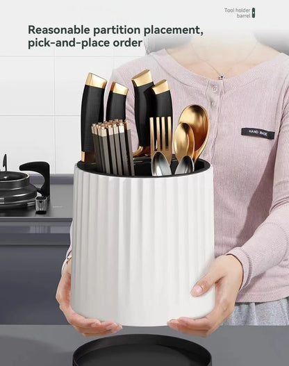 Porta-Facas Rotativo Multifuncional – Suporte Talheres, Pauzinhos e Utensílios | Cozinha