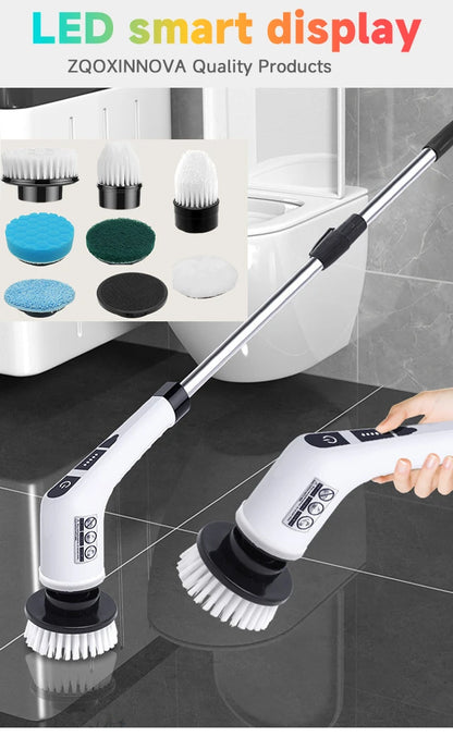 Escova Elétrica Limpeza 7-em-1 Sem Fios - 5000mAh IPX6 Extensível | Casa de Banho Cozinha