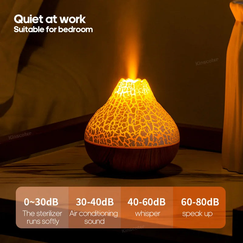 Umidificador Vulcão 300ml com 7 Cores LED - Difusor Aromaterapia USB para Casa e Escritório