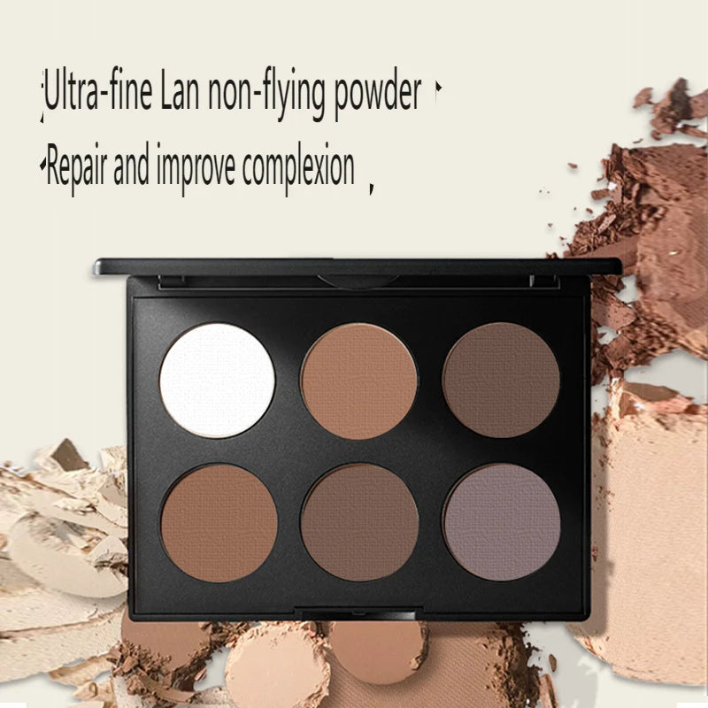 Paleta Contorno 6 Cores - Iluminador e Sombra Nariz Acabamento Matte Profissional Escultura Facial