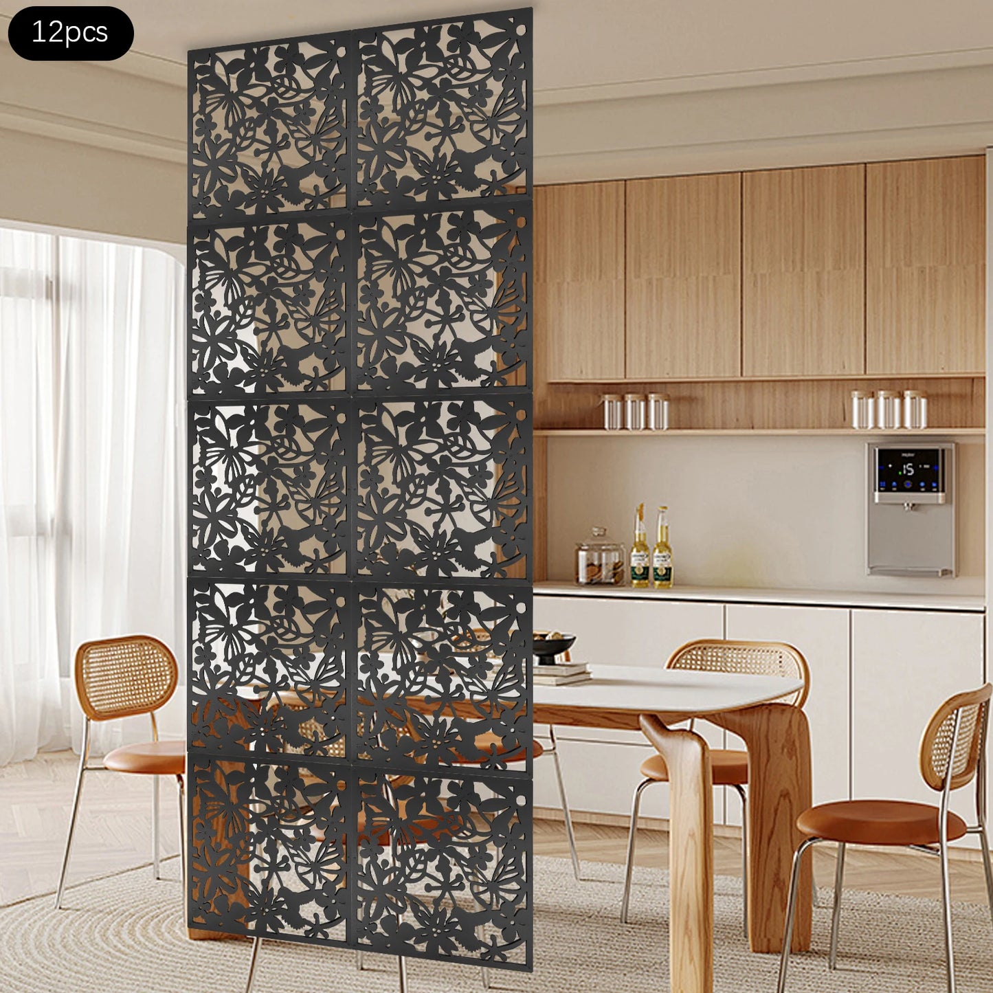 Divisória Decorativa Borboletas 12 Peças PP - Biombo Parede 1,92m²