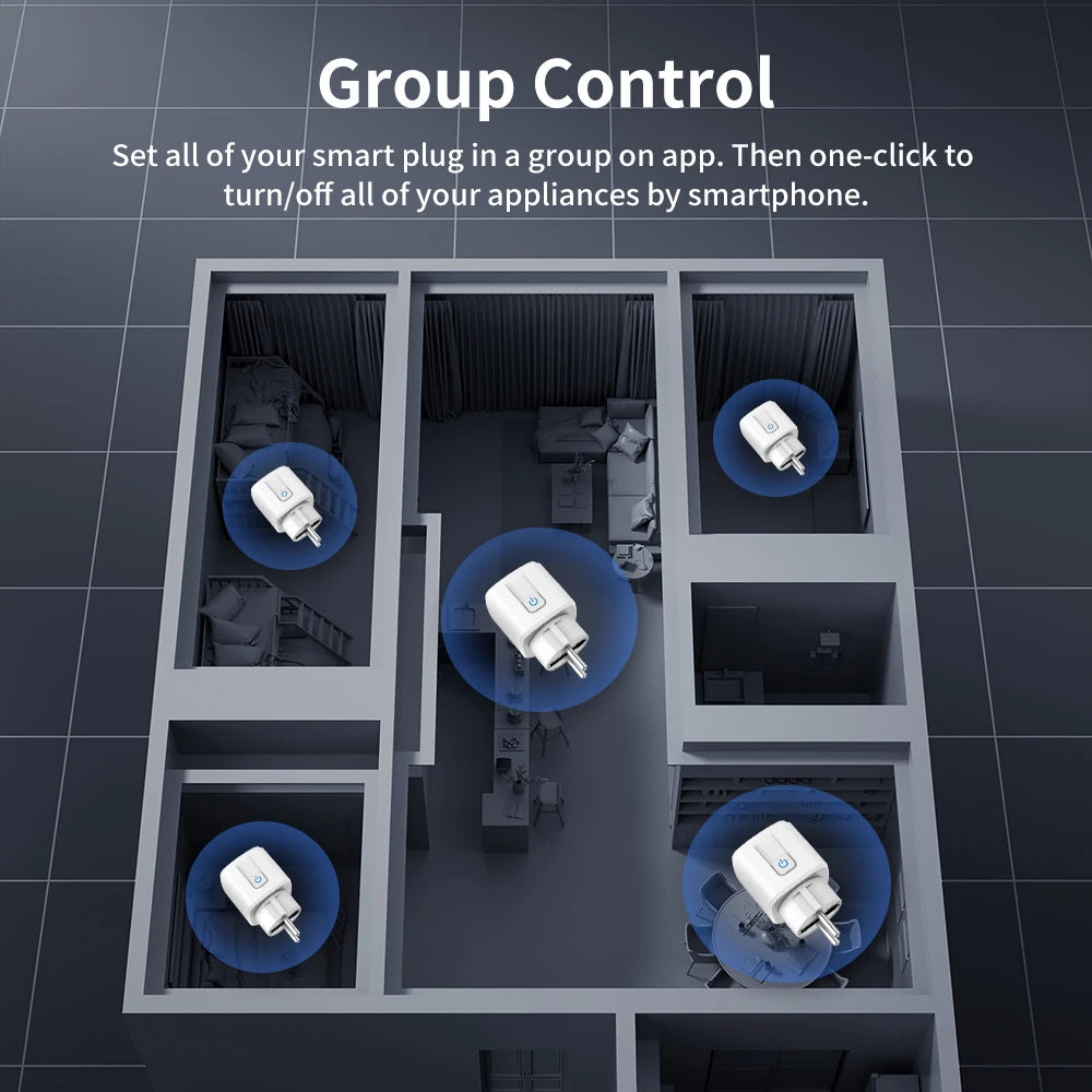 Tomada Inteligente TNCE Tuya WiFi / Zigbee 3.0 – Padrão EU 16A / 20A | Monitoramento de Energia, Temporizador, Controle por Voz | Compatível com Alexa