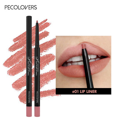 Lápis Delineador Labial Impermeável Mate 12 Cores - Contorno Vermelho Longa Duração Hidratante