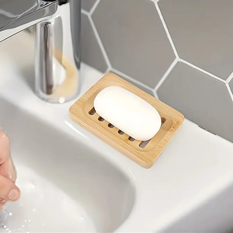 Saboneteira Bambu Natural com Drenagem - Porta Sabão Madeira Anti-Mofo Casa Banho