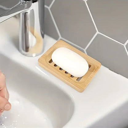 Saboneteira Bambu Natural com Drenagem - Porta Sabão Madeira Anti-Mofo Casa Banho