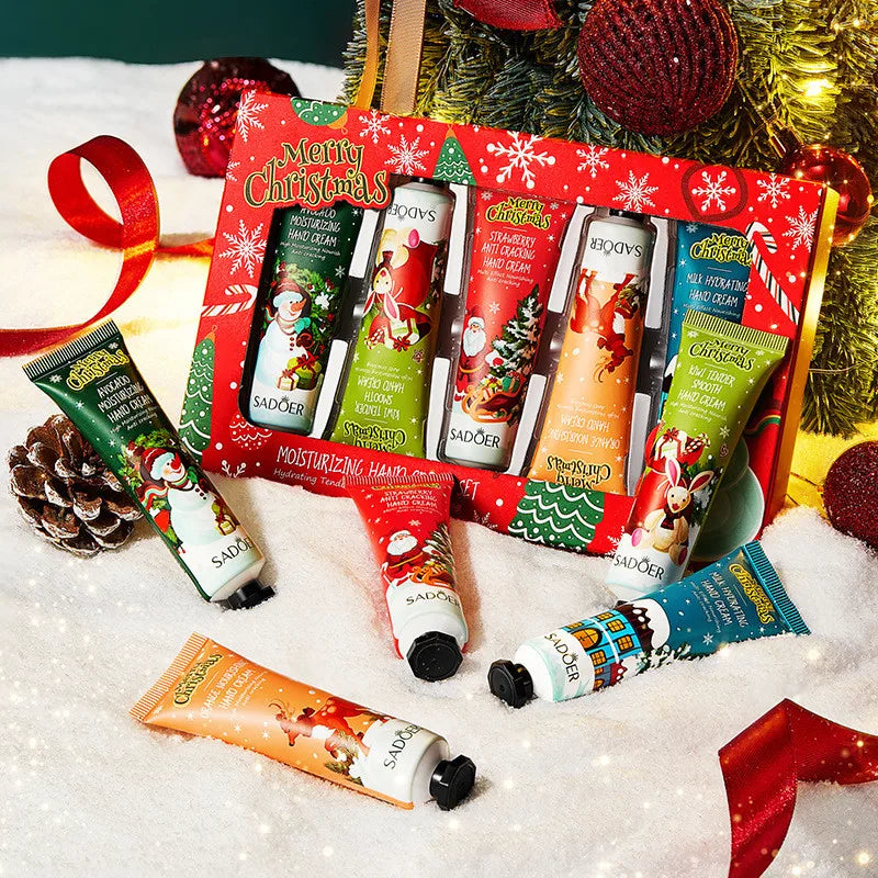 Kit 5 Cremes de Mãos SADOER Hidratante Anti-Rachaduras – Presente Natal Caixa Oferta Nutritivo
