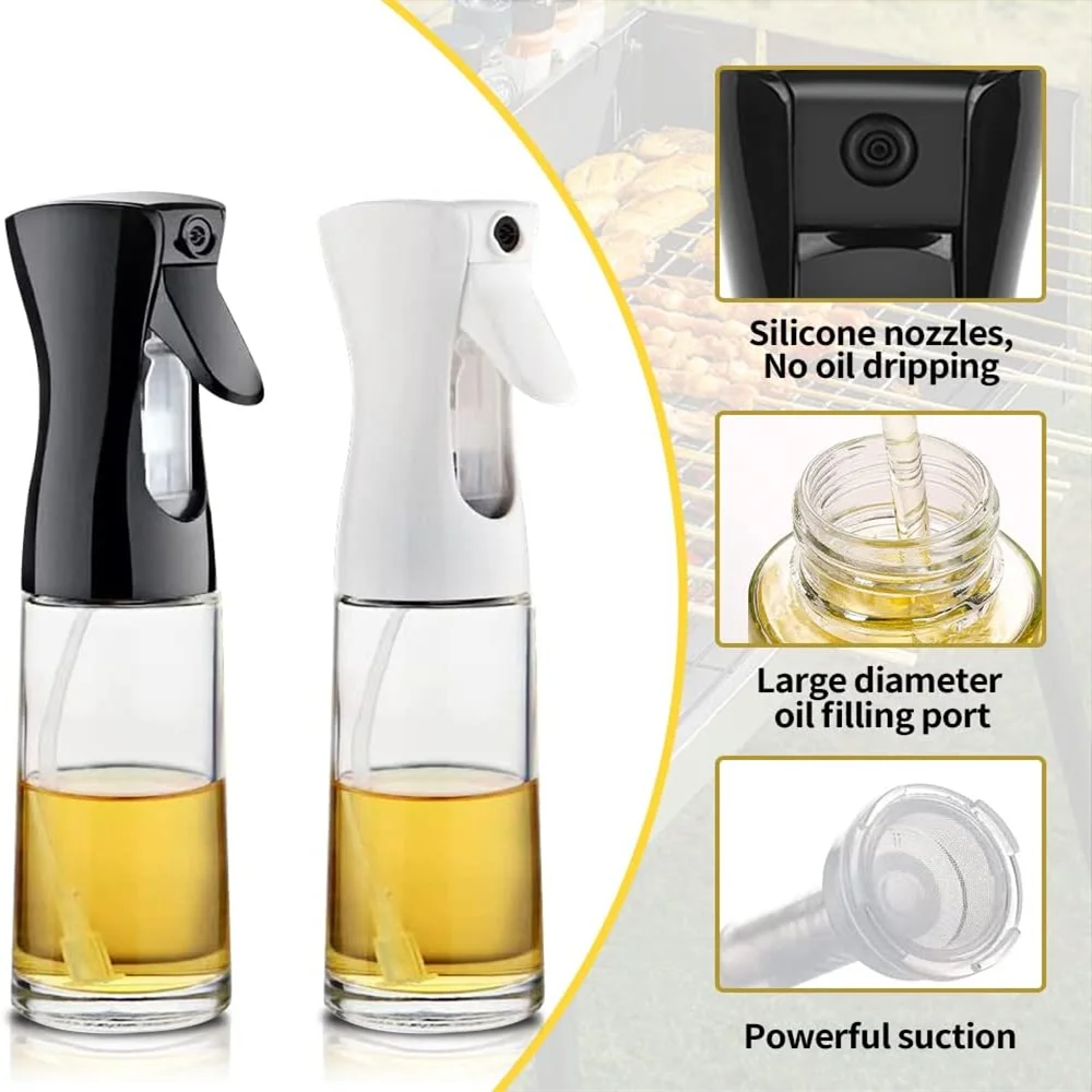 Spray de Óleo para Cozinha - Pulverizador Dispensador Azeite Reutilizável Grau Alimentar Vinagre