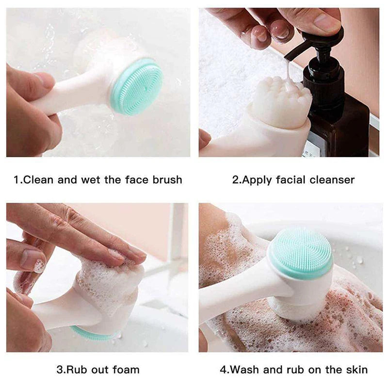 Escova Limpeza Facial Silicone Dupla Face 3D