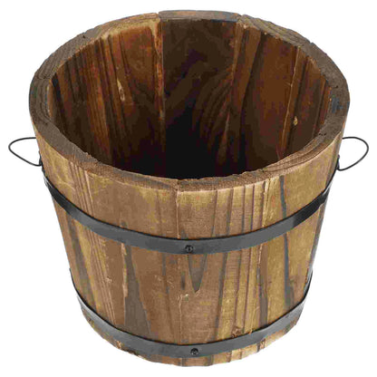 Balde de Madeira Rústico | Vaso Decorativo para Flores e Suculentas