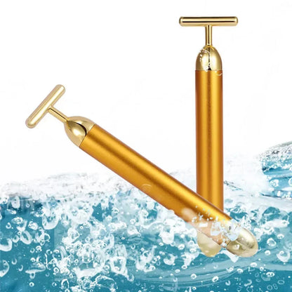 Massageador Facial Ouro 24K Formato T | Beauty Bar Energético | Lifting e Firmeza | Massagem Facial Profissional