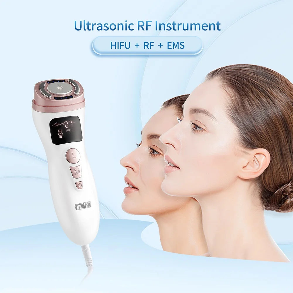 Mini Máquina HIFU Ultrassónica RF EMS | Lifting Facial, Antirrugas e Tonificação da Pele