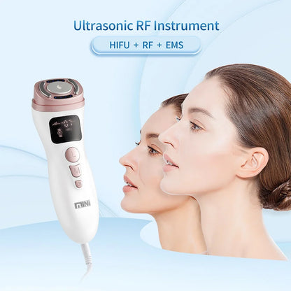Mini Máquina HIFU Ultrassónica RF EMS | Lifting Facial, Antirrugas e Tonificação da Pele