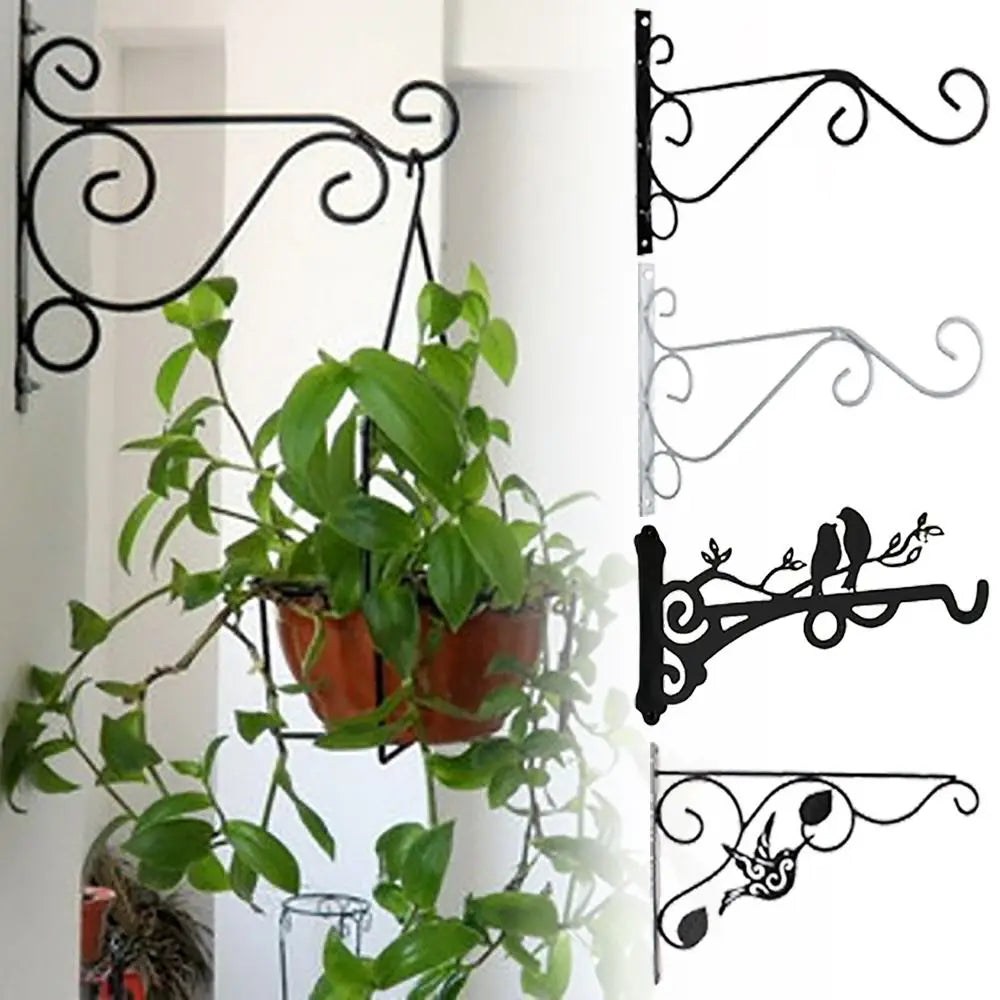 Suporte Parede Cesta Flores Gancho Preto