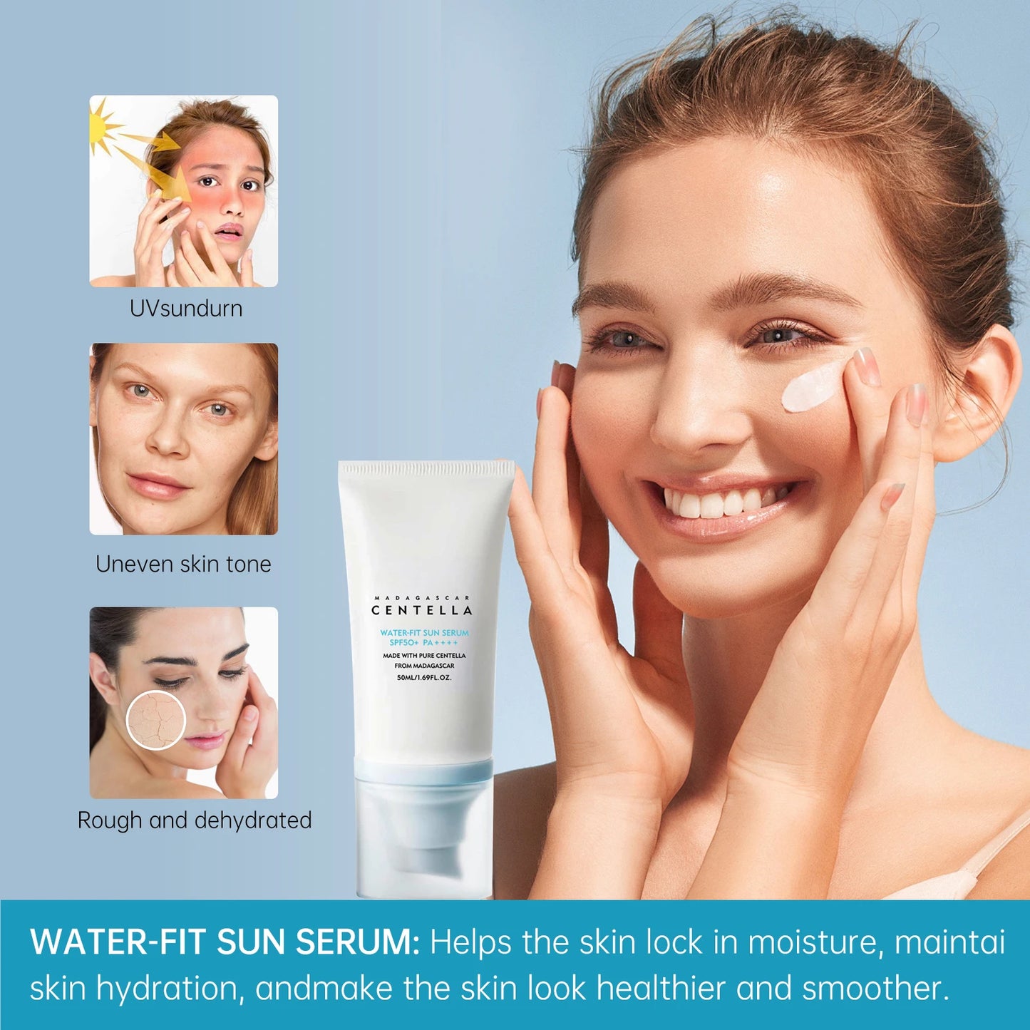 Protetor Solar SPF50+ com Centella Asiática | Hidratante e Proteção UV Intensa
