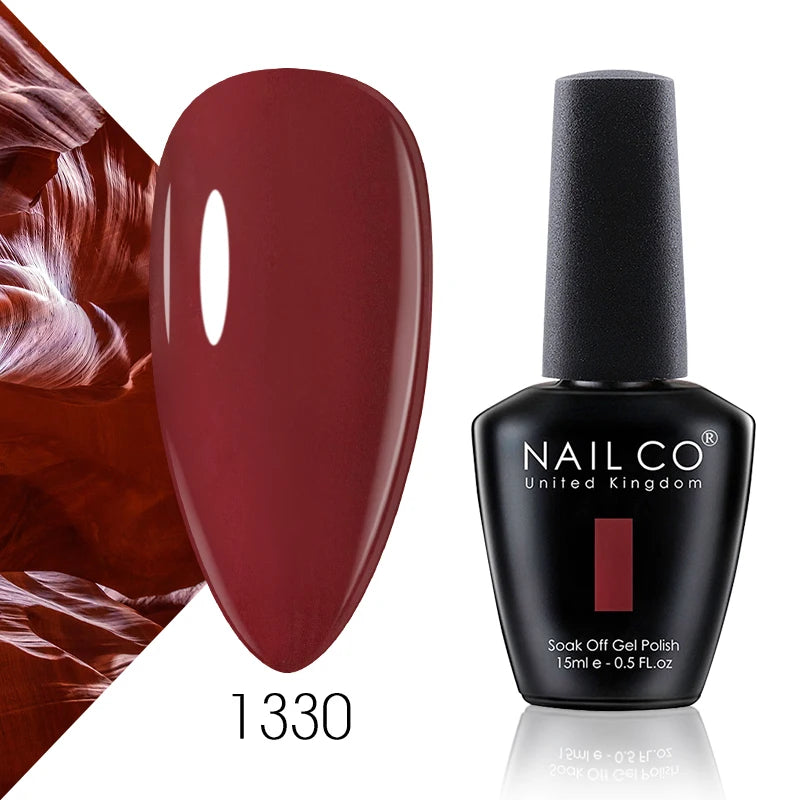 Verniz Gel NAILCO 15ml Série Vermelho Escuro – Cores Glitter UV Manicure Profissional Semi-Permanente
