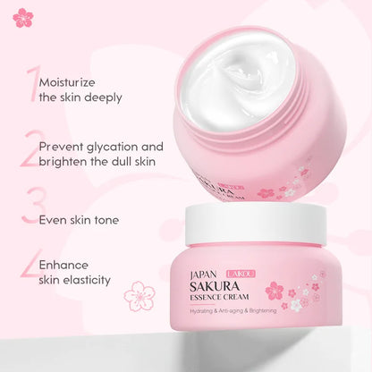 Creme Facial LAIKOU Essência Sakura Japão 60g | Anti-Rugas, Hidratante e Firmeza