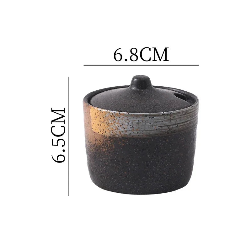 Frasco Temperos Cerâmica Vintage - Recipiente Sal Açúcar Pimenta Especiarias Decoração Cozinha