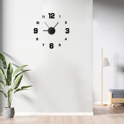 Relógio Parede DIY 3D Silencioso Acrílico - Sem Moldura Decorativo | Sala Escritório