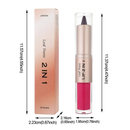 Lápis Labial 2 em 1 Delineador Mate – Gradiente Nude Castanho Gloss Espelho À Prova de Água Contorno Lábios