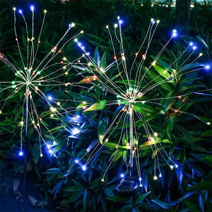 Luz Solar Jardim Fogo de Artifício 90/150 LED - Iluminação Exterior Impermeável 8 Modos Decoração Natal