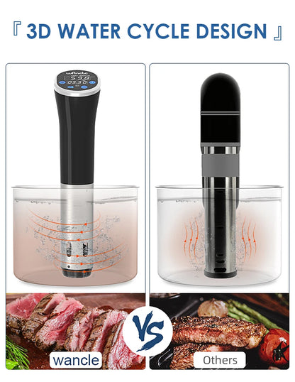 Sous Vide Wancle 1100W LCD - Circulador Imersão Cozinha Precisão IPX7 Impermeável Display Digital