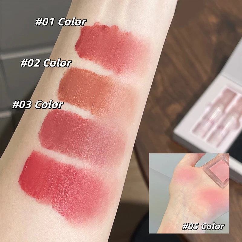 Conjunto de Batons Mate 6 Peças | Kit Veludo Nude com Blush e Colar Presente