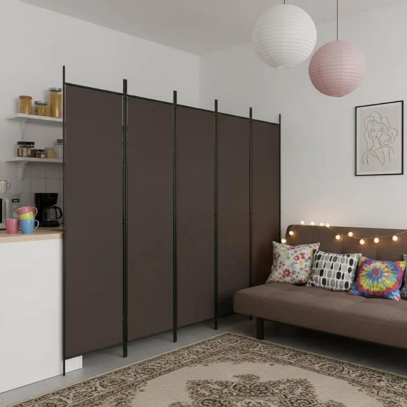 Divisória de Quarto 6 Painéis em Tecido | 300x200 cm Castanho