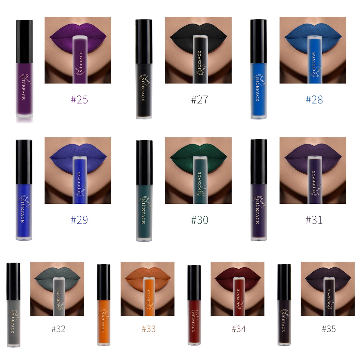 Batom Líquido Matte 34 Cores | À Prova d'Água para Lábios Perfeitos
