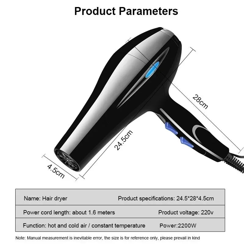 Secador de Cabelo Profissional 2200W Potente