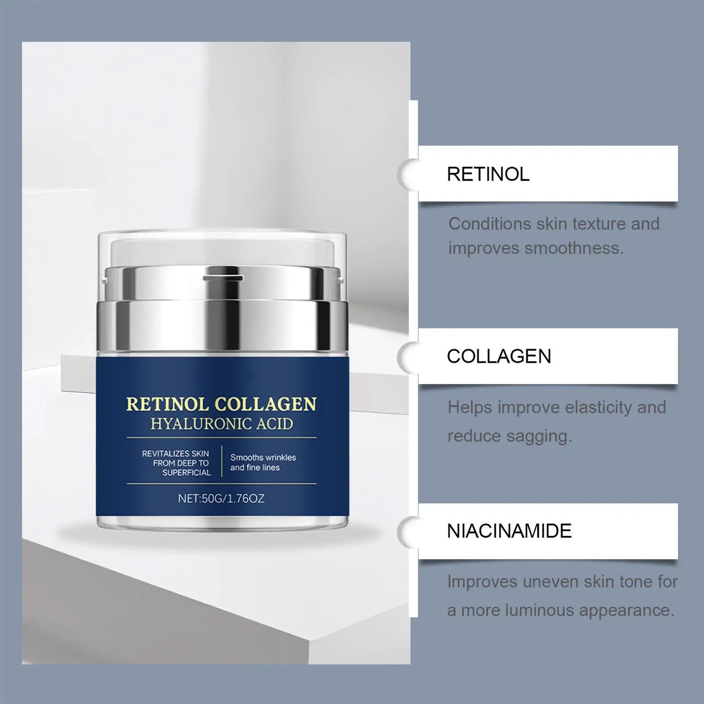 Creme Retinol Lifting Firmeza – Anti-Idade Rugas Hidratação Profunda Colágeno Suaviza Linhas Rosto