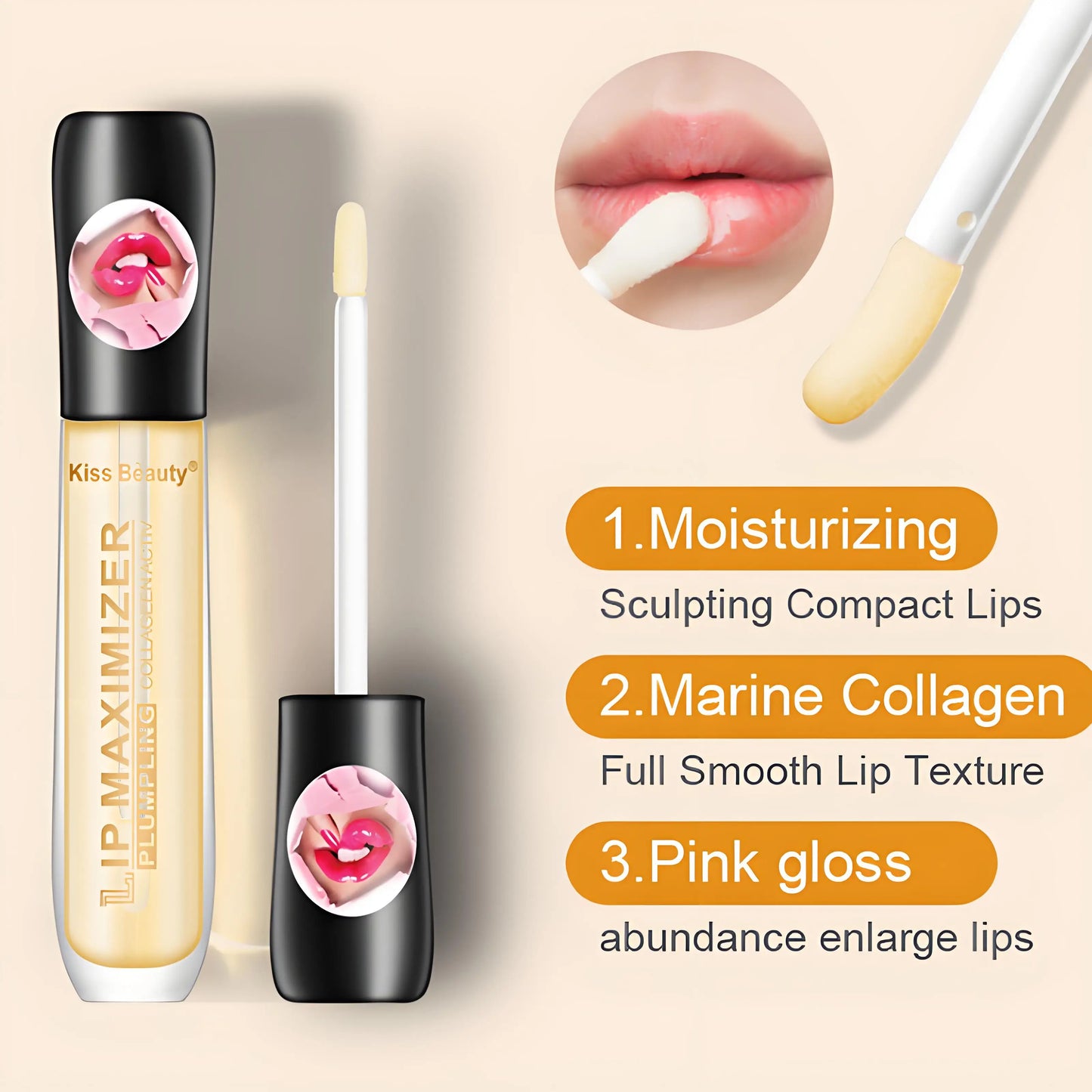 Óleo Sérum Volumizador Lábios – Hidrata Repara Linhas Finas Aumenta Elasticidade Longa Duração Cuidado Lábios Sexy 5ml
