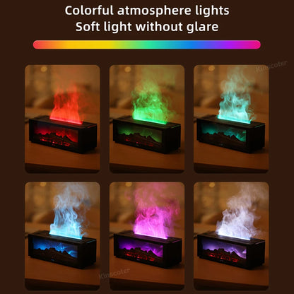 Difusor Aromas Lareira 150ml Efeito Chama - Humidificador Ultrassónico Comando Distância Desligamento Automático