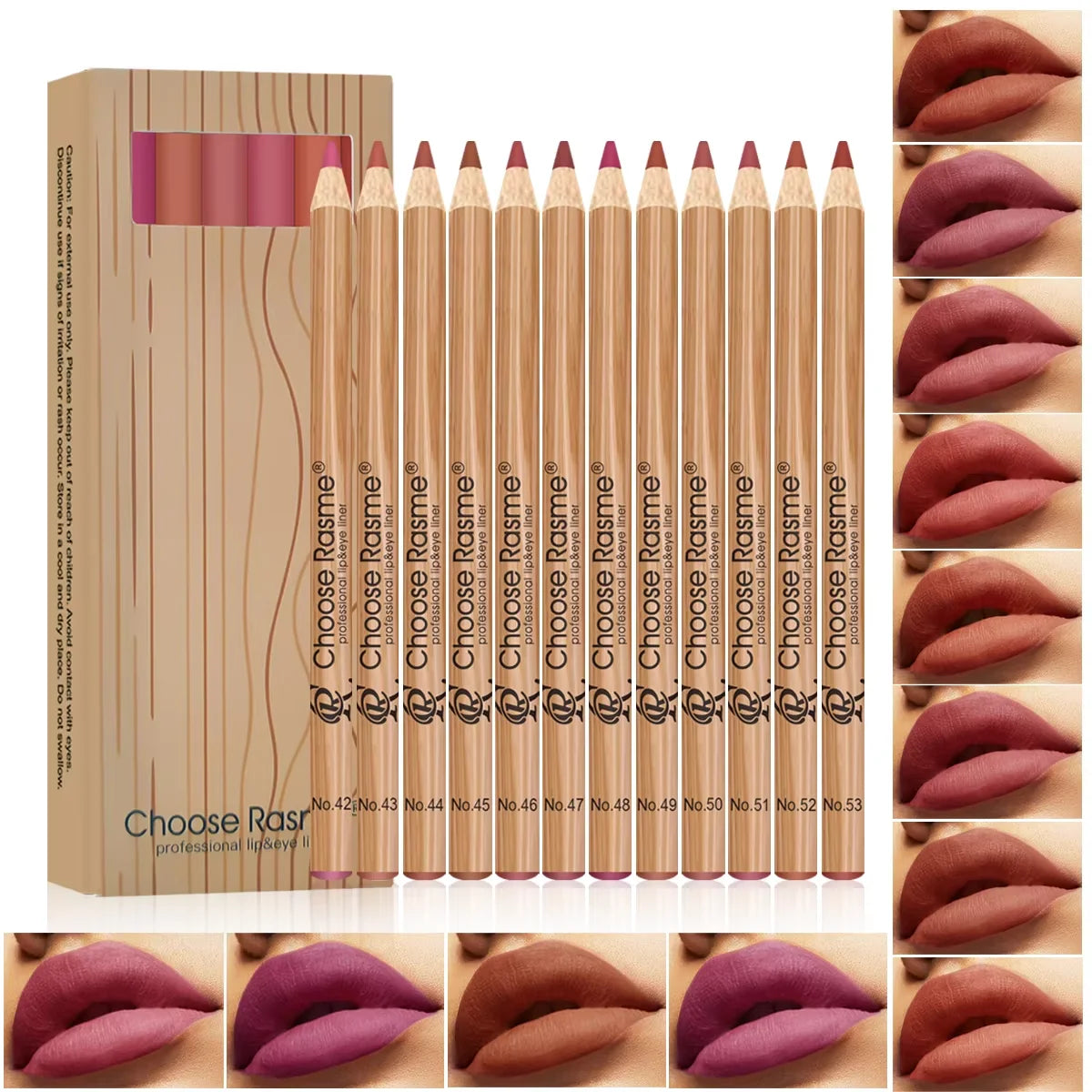 Kit com 12 Lápis de Contorno Labial Matte – Pigmentação Intensa, Fácil de Aplicar, À Prova d’Água e de Longa Duração | Maquiagem Labial Profissional