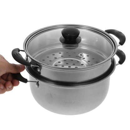 Panela a Vapor em Aço Inoxidável Espesso — Caçarola Multifunções para Sopa e Cozinha Doméstica