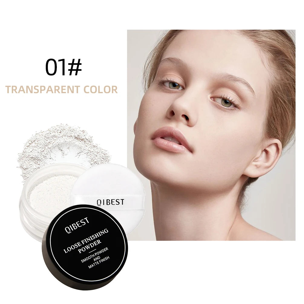 Pó Solto QIBEST 4 Cores 6g - Matte Acabamento Aveludado Controlo Oleosidade Impermeável Longa Duração