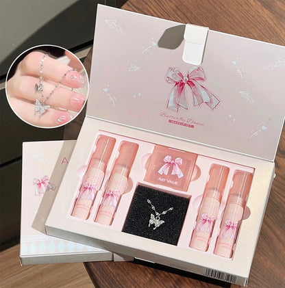 Conjunto de Batons Mate 6 Peças | Kit Veludo Nude com Blush e Colar Presente
