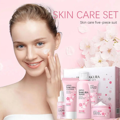 Kit Cuidados LAIKOU Sakura 5/3 Peças – Creme Sérum Tónico Limpeza Protetor