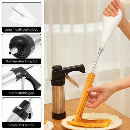 Kit Pistola Biscoitos Aço Inox com 16 Discos e 8 Bicos - Prensa Cookies Profissional