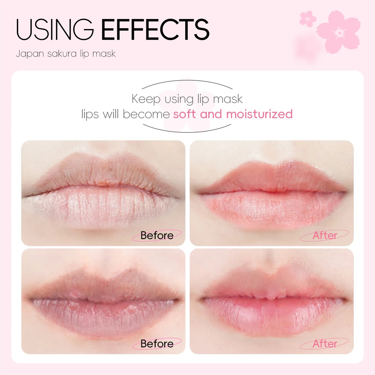 Máscara Labial LAIKOU 5/10pcs - Hidratação Profunda Reparadora Anti-Rugas Lábios