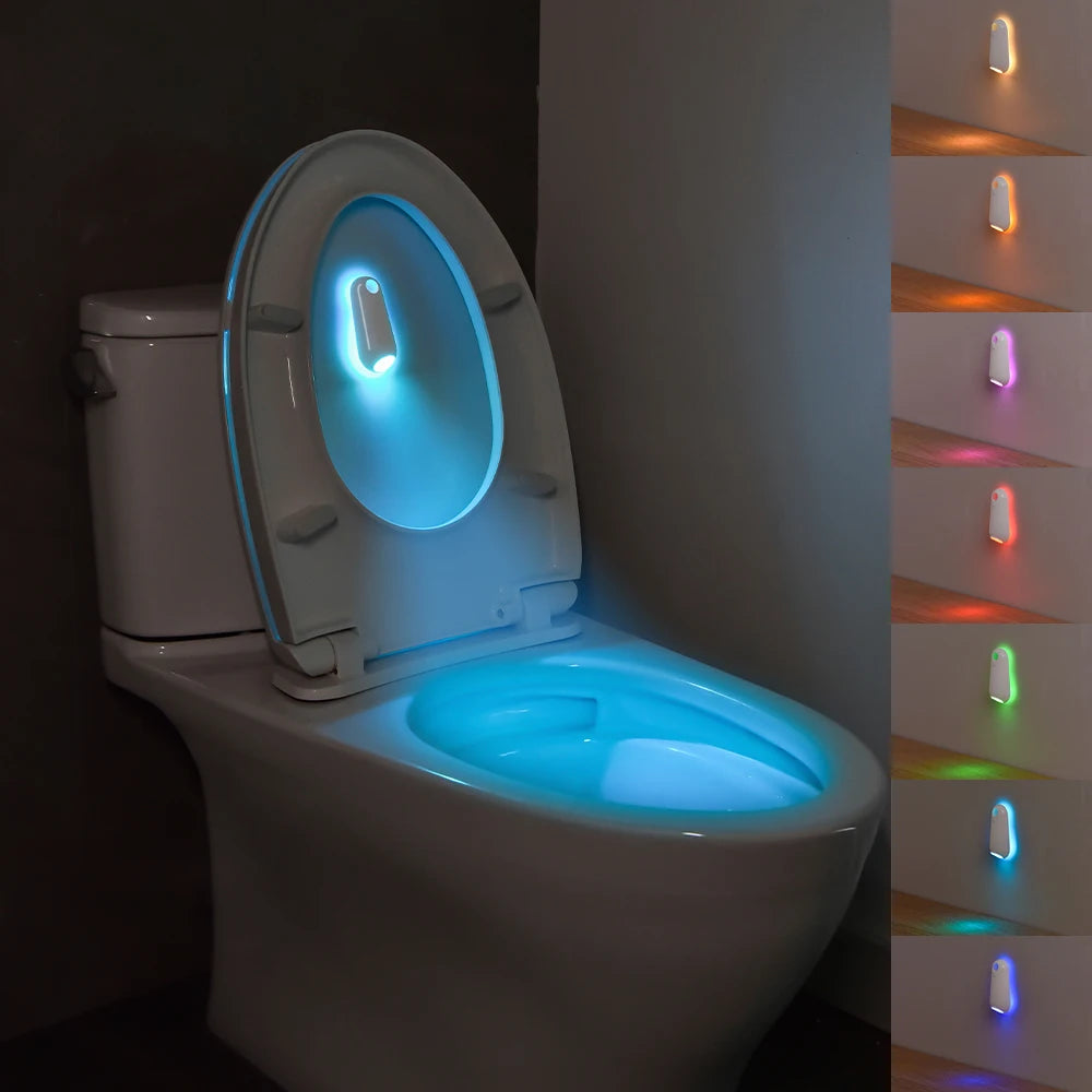 Luz LED para Sanita com Sensor de Movimento - 7 Cores RGB Recarregável | Iluminação WC