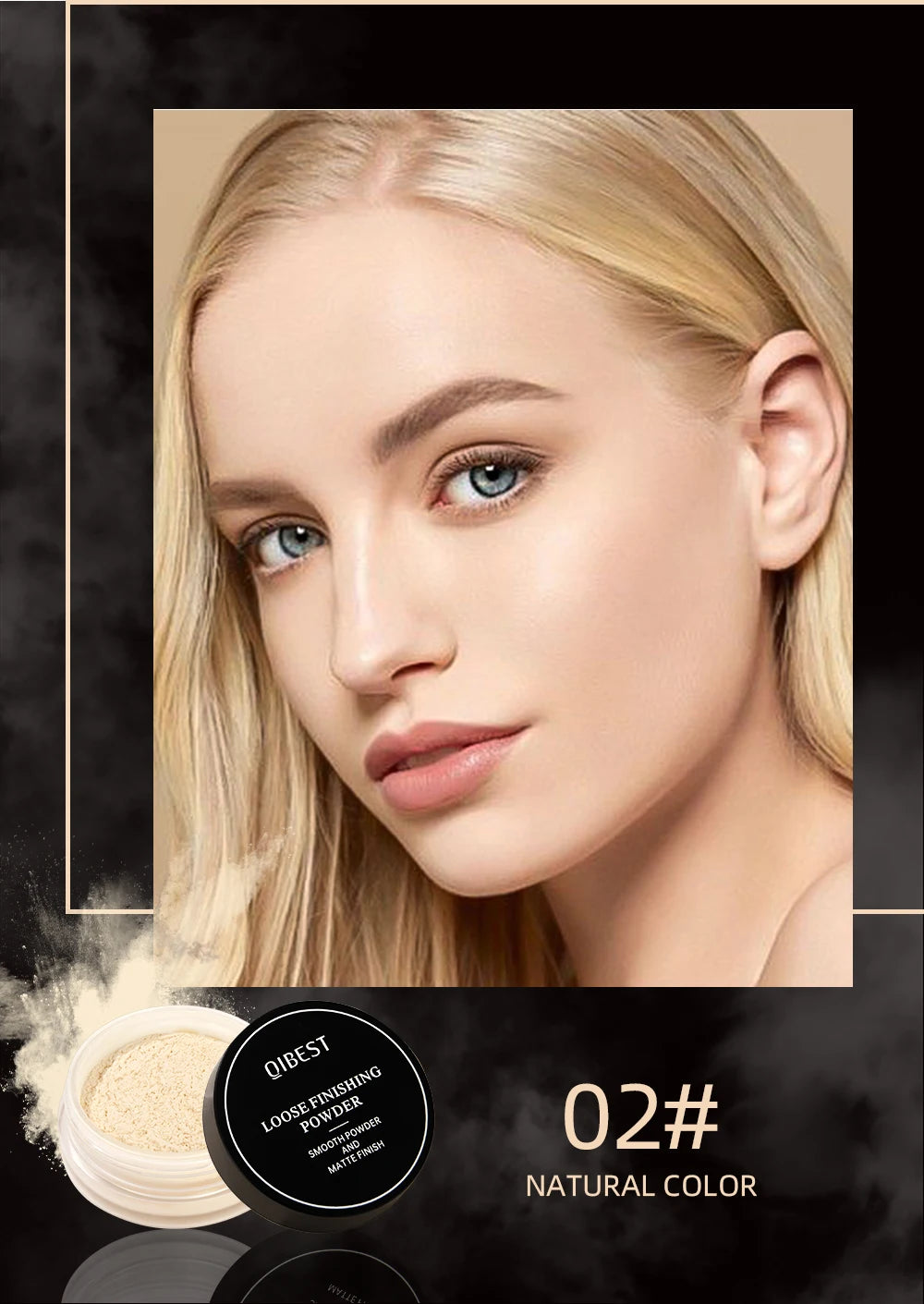 Pó Solto QIBEST 4 Cores 6g - Matte Acabamento Aveludado Controlo Oleosidade Impermeável Longa Duração