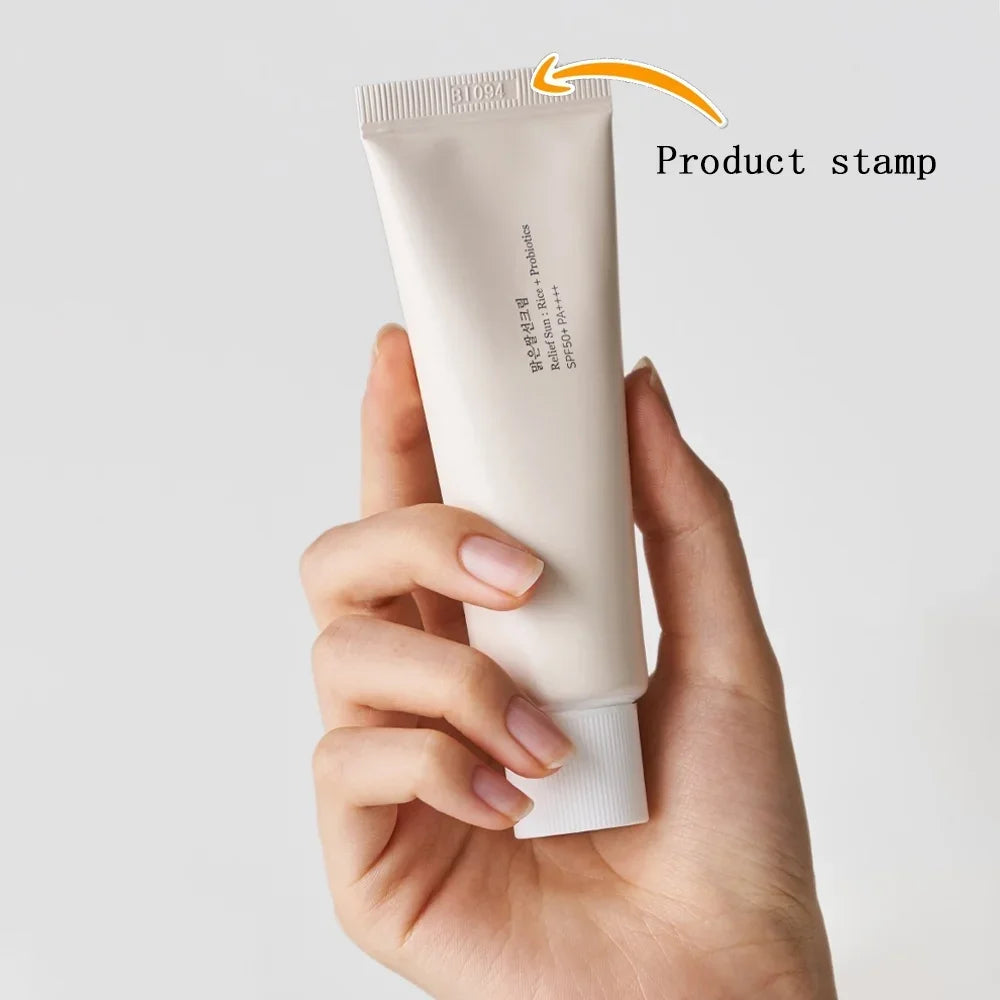 Protetor Solar Coreano Arroz SPF50++50ml – Hidratante Leve Sem Óleo Rosto e Corpo